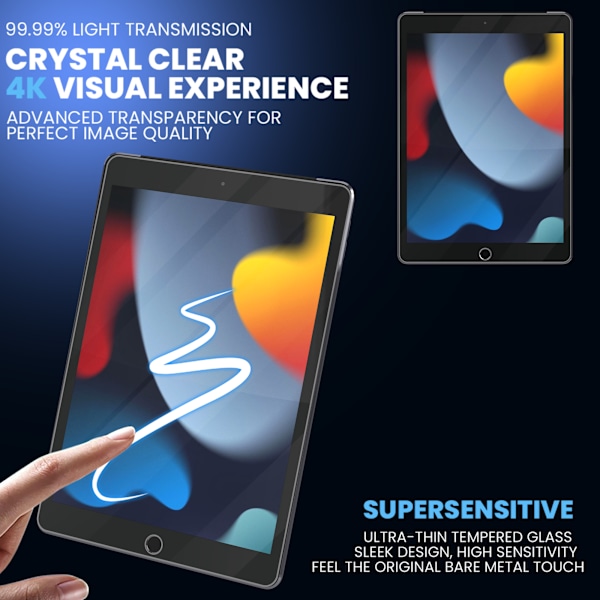 2-Pack Apple Ipad (10.2) 9th Gen Skärmskydd - Härdat Glas 9H - Super kvalitet 3D