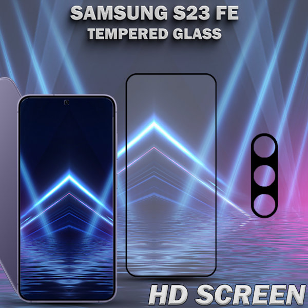 1-Pack SAMSUNG S23 FE Näytönsuoja & 1-Pack linssinsuoja - Karkaistu Lasi 9H - Super laatu 3D