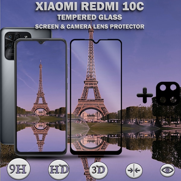 Xiaomi Redmi 10C & 1-Pack linsskydd - Härdat Glas 9H - Super kvalitet 3D