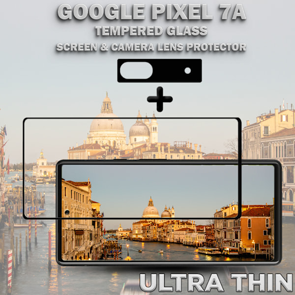 1-Pack GOOGLE PIXEL 7A Skärmskydd & 1-Pack linsskydd - Härdat Glas 9H - Super kvalitet 3D