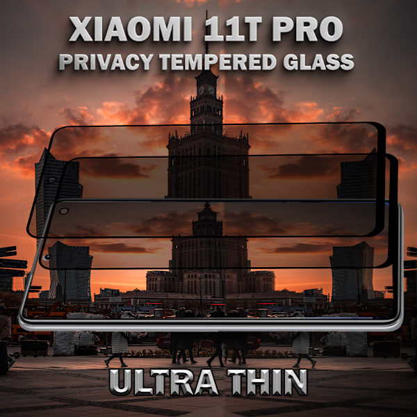 2-Pack Privacy Skärmskydd For Xiaomi 11T Pro - Härdat Glas 9H - Super Kvalitet 3D