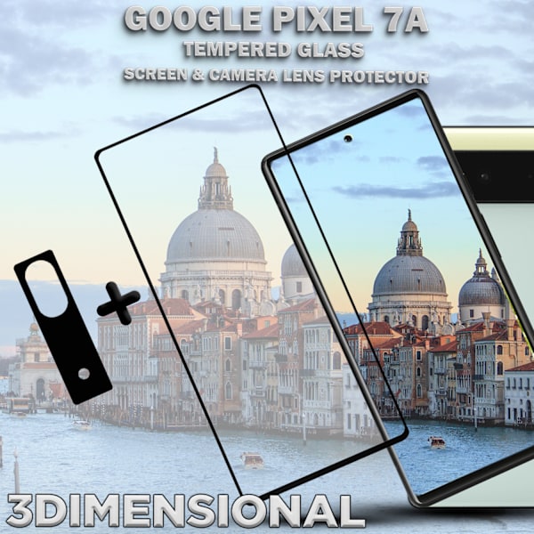 1-Pack GOOGLE PIXEL 7A Skärmskydd & 1-Pack linsskydd - Härdat Glas 9H - Super kvalitet 3D