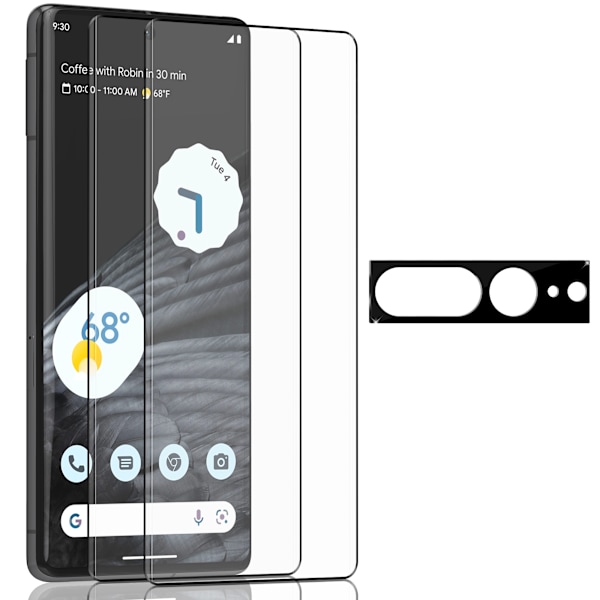 2-Pack Google Pixel 7 Pro Skärmskydd & 1-Pack linsskydd - Härdat Glas 9H - Super kvalitet 3D