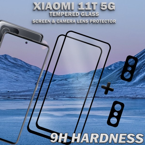 2-Pack Xiaomi 11T 5G Skärmskydd & 2-Pack linsskydd - Härdat Glas 9H - Super kvalitet 3D