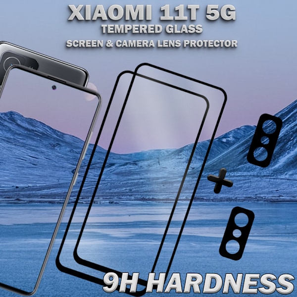 2-Pack XIAOMI 11T Skærmbeskyttelse & 2-Pack linsebeskyttelse - Hærdet Glas 9H - Super kvalitet 3D