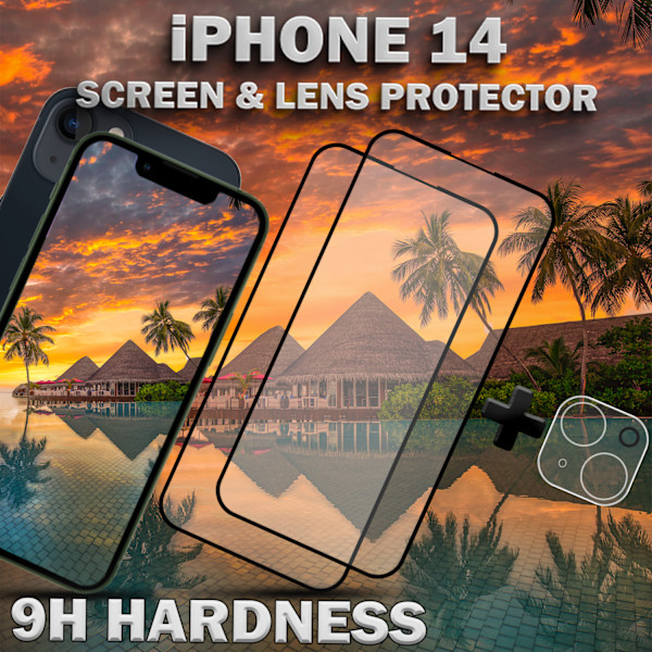 2-Pack iPhone 14 Skärmskydd & 1-Pack linsskydd - Härdat Glas 9H - Super kvalitet 3D