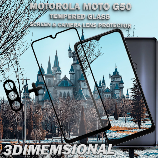 1-Pack MOTOROLA MOTO G50 Skærmbeskyttelse & 1-Pack linsebeskyttelse - Hærdet Glas 9H - Super kvalitet 3D