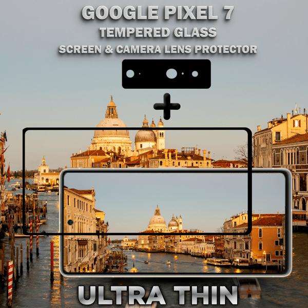 1-Pack Google Pixel 7 Skärmskydd & 1-Pack linsskydd - Härdat Glas 9H - Super kvalitet 3D