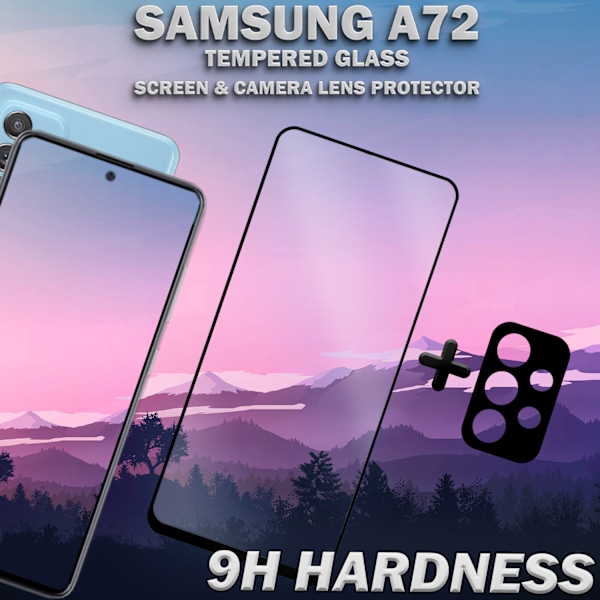 Samsung A72 & 1-Pack linsskydd - Härdat Glas 9H - Super kvalitet 3D
