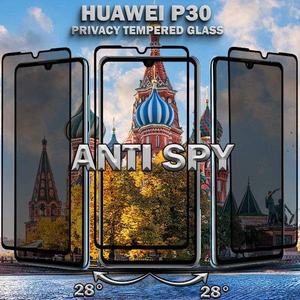 2-Pack Privacy Skärmskydd For Huawei P30 - Härdat Glas 9H - Super Kvalitet 3D