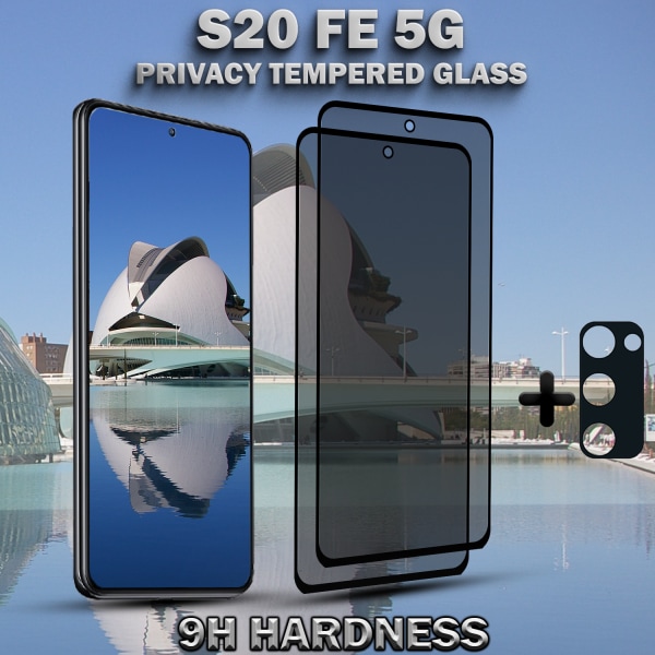2-Pack Privacy SAMSUNG S20 FE 5G Skärmskydd & 1-Pack linsskydd - Härdat Glas 9H - Super kvalitet 3D