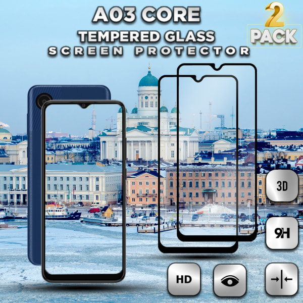 2-Pack Samsung Galaxy A03 Core - Härdat Glas 9H - Super Kvalitet 3D Skärmskydd