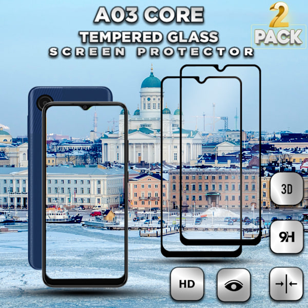 2-Pack SAMSUNG GALAXY A03 CORE Skærmbeskyttelse - Hærdet Glas 9H - Super kvalitet 3D