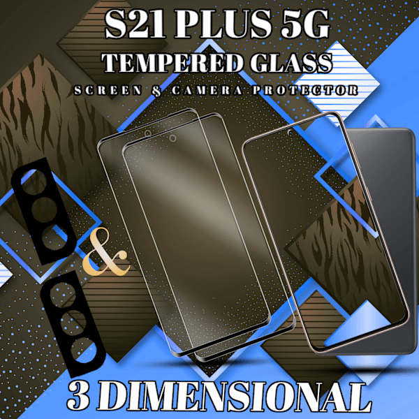 2-Pack SAMSUNG S21 PLUS Skærmbeskyttelse & 2-Pack linsebeskyttelse - Hærdet Glas 9H - Super kvalitet 3D