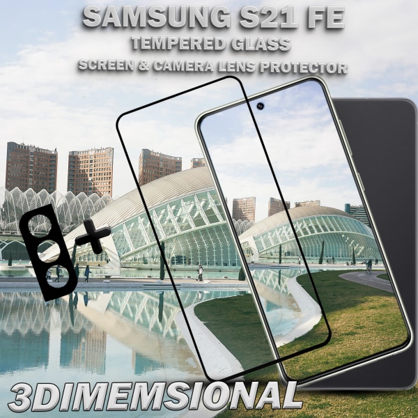 1-Pack SAMSUNG S21 FE Skærmbeskyttelse & 1-Pack linsebeskyttelse - Hærdet Glas 9H - Super kvalitet 3D