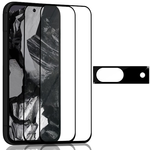 2-Pack GOOGLE PIXEL 8A Skærmbeskyttelse & 1-Pack linsebeskyttelse - Hærdet Glas 9H - Super kvalitet 3D