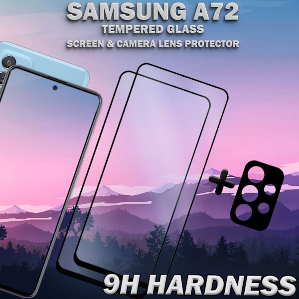 2-Pack Samsung A72 & 1-Pack linsskydd - Härdat Glas 9H - Super kvalitet 3D