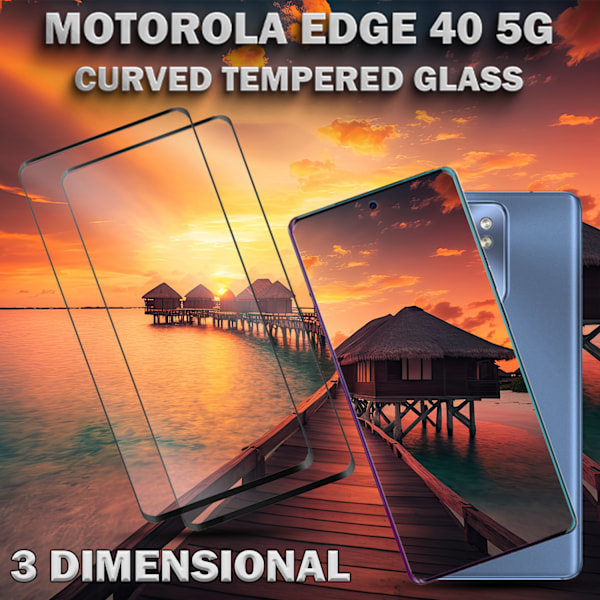 2-Pack Motorola Edge 40 (5G) - Härdat Glas 9H -Super kvalitet 3D Skärmskydd