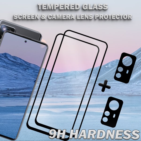2-Pack XIAOMI 12T Näytönsuoja & 2-Pack linssinsuoja - Karkaistu Lasi 9H - Super laatu 3D