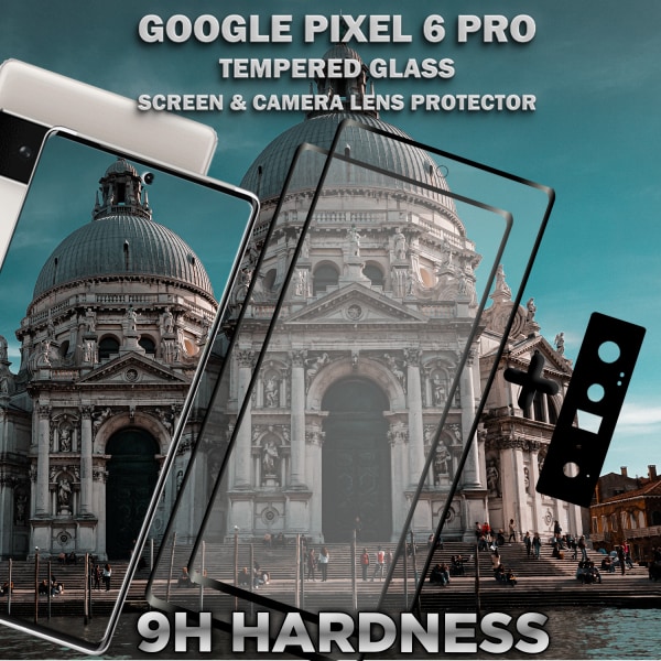 2-Pack GOOGLE PIXEL 6 PRO Skærmbeskyttelse & 1-Pack linsebeskyttelse - Hærdet Glas 9H - Super kvalitet 3D