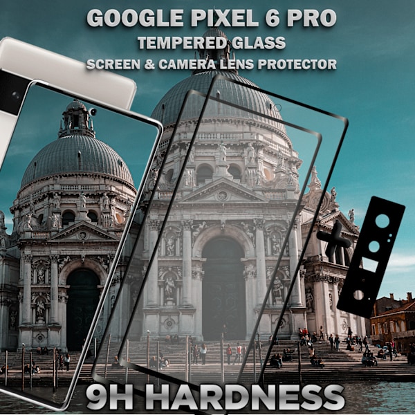 2-Pack Google Pixel 6 Pro Skärmskydd & 1-Pack linsskydd - Härdat Glas 9H - Super kvalitet 3D