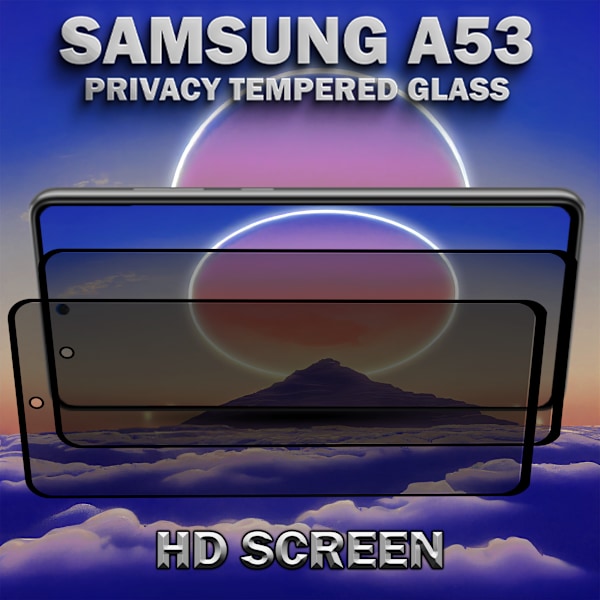 2-Pack Privacy Skärmskydd For Samsung A53 - Härdat Glas 9H - Super Kvalitet 3D