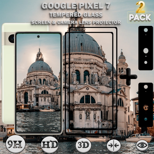 2-Pack Google Pixel 7 Skärmskydd & 2-Pack linsskydd - Härdat Glas 9H - Super kvalitet 3D