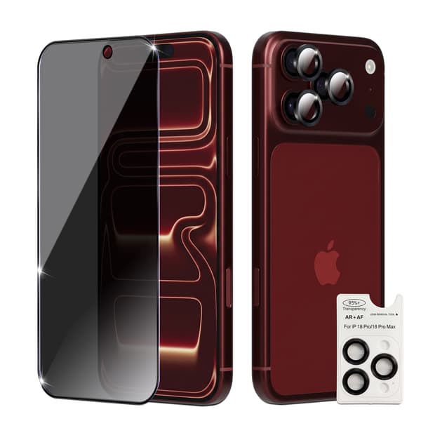 1-Pack iPhone 18 Pro Max Privacy Skærmbeskyttelse & 1-Pack linsebeskyttelse - Hærdet Glas 9H - Super kvalitet 3D iPhone 18 Pro Max