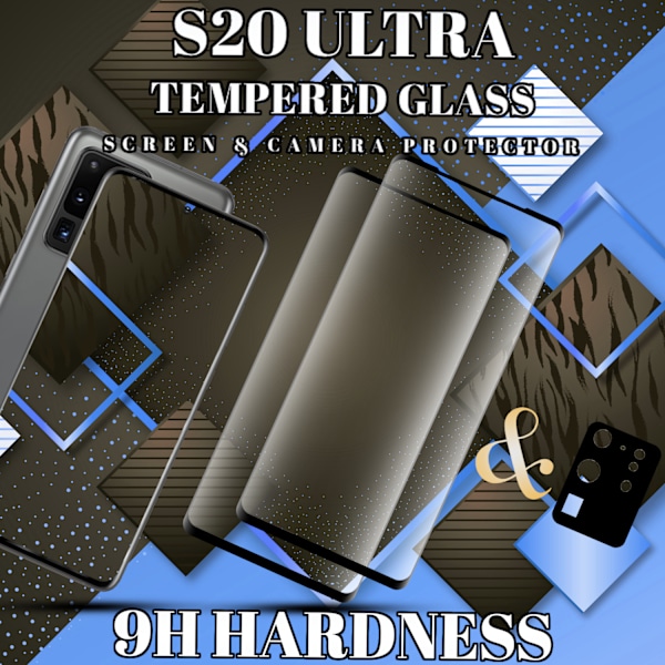 2-Pack SAMSUNG S20 ULTRA Skærmbeskyttelse & 1-Pack linsebeskyttelse - Hærdet Glas 9H - Super kvalitet 3D
