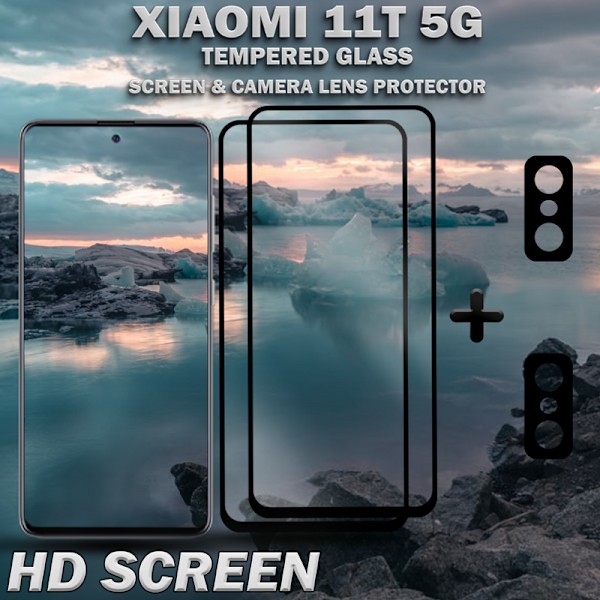 2-Pack Xiaomi 11T 5G Skärmskydd & 2-Pack linsskydd - Härdat Glas 9H - Super kvalitet 3D