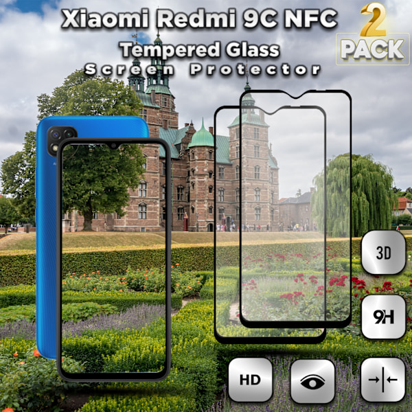 2-Pack Xiaomi Redmi 9C NFC - Härdat Glas 9H - Super kvalitet 3D Skärmskydd