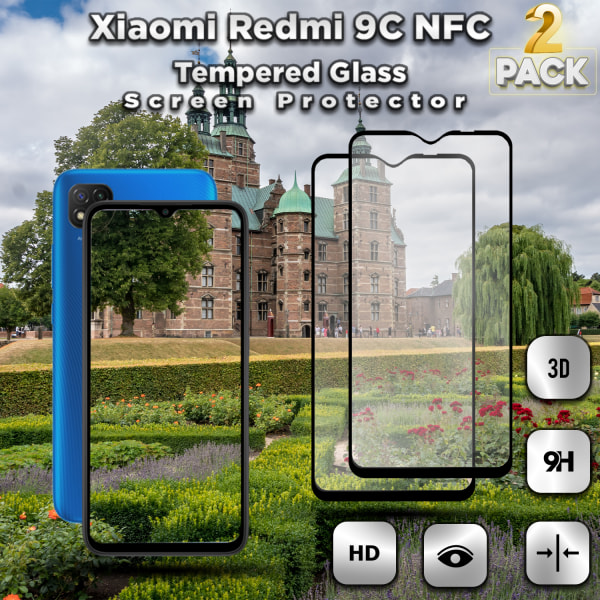2-Pack XIAOMI REDMI 9C NFC Skærmbeskyttelse - Hærdet Glas 9H - Super kvalitet 3D