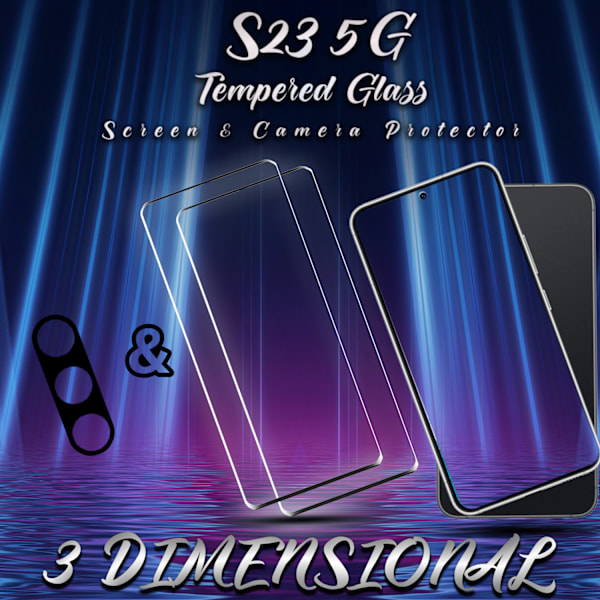 2-Pack SAMSUNG S23 Skærmbeskyttelse & 1-Pack linsebeskyttelse - Hærdet Glas 9H - Super kvalitet 3D