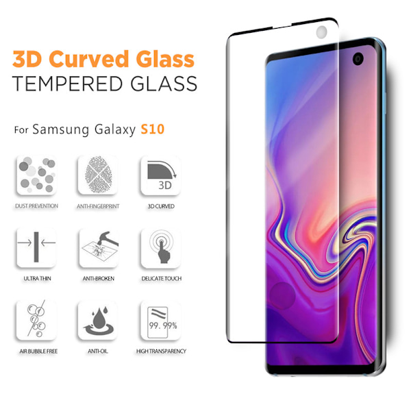 1-Pack SAMSUNG S10 PLUS Näytönsuoja - Karkaistu Lasi 9H - Super laatu 3D
