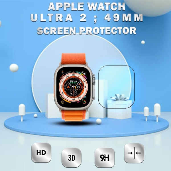 1-Pack APPLE WATCH ULTRA 2 49MM Skærmbeskyttelse - Hærdet Glas 9H - Super kvalitet 3D