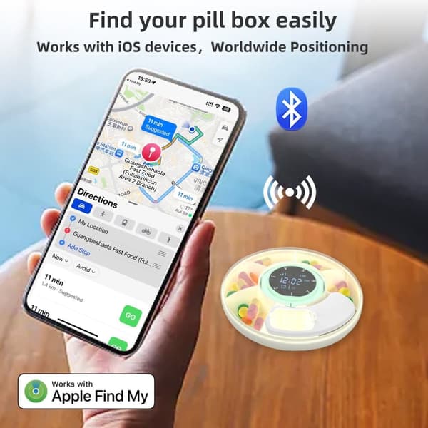 Smart pillerorganisator med Bluetooth och påminnelsefunktion, bärbar