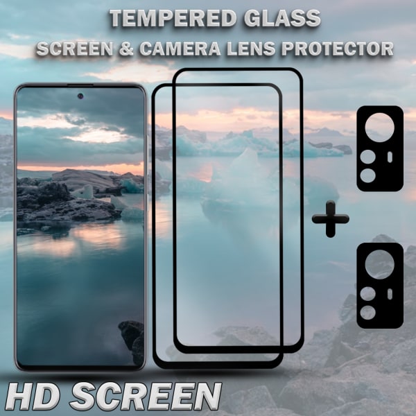 2-Pack XIAOMI 12T Skärmskydd & 2-Pack linsskydd - Härdat Glas 9H - Super kvalitet 3D