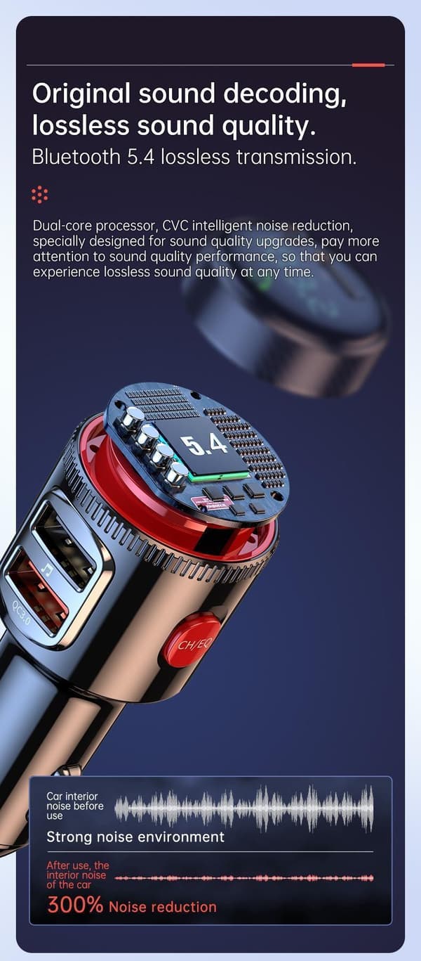 Bluetooth FM-autoadapteri 30W PD ja QC3.0 kaksois-USB-latauksella