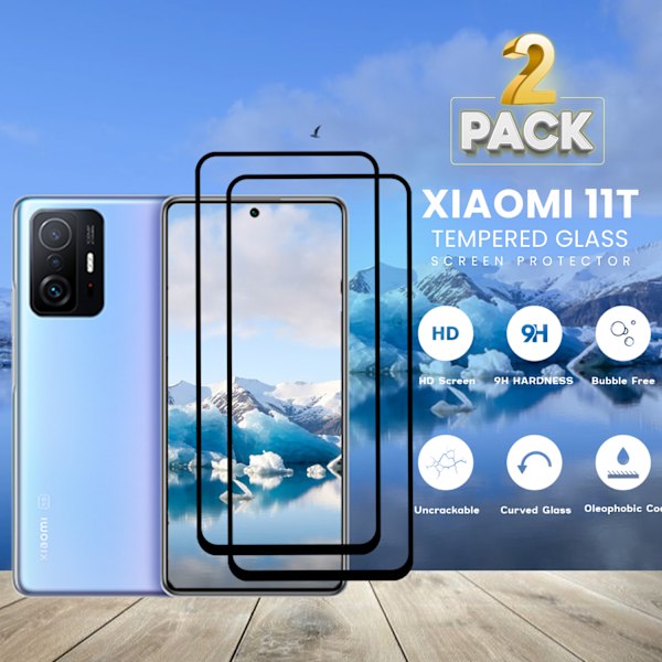 2-Pack Xiaomi 11T 5G - Härdat Glas 9H - Super kvalitet 3D Skärmskydd