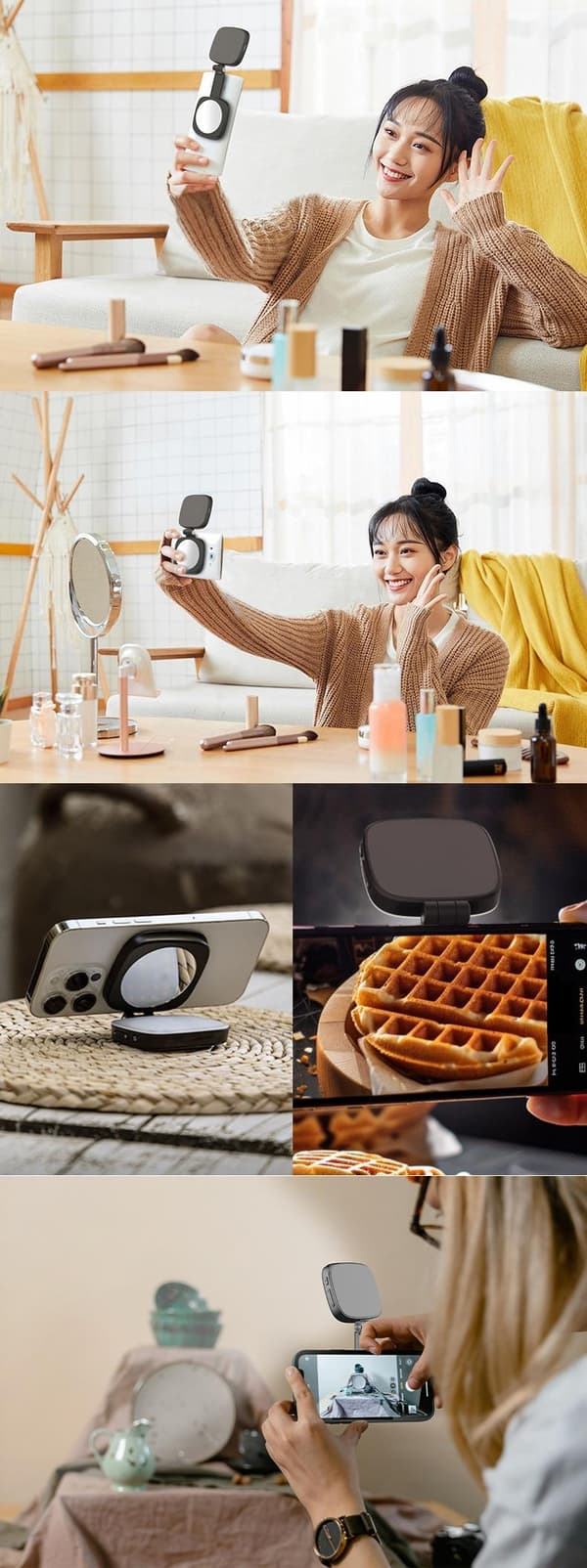 Magnetisk selfie lys med LED, kompatibel med MagSafe og Android
