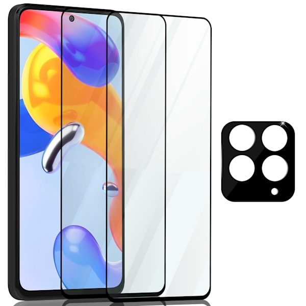 2-Pack Xiaomi Redmi Note 11 Pro Skärmskydd & 1-Pack linsskydd - Härdat Glas 9H - Super kvalitet 3D