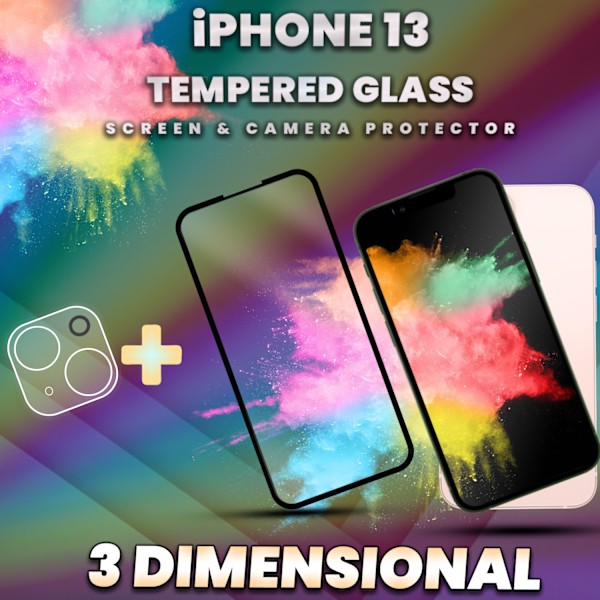 1-Pack IPHONE 13 Skærmbeskyttelse & 1-Pack linsebeskyttelse - Hærdet Glas 9H - Super kvalitet 3D