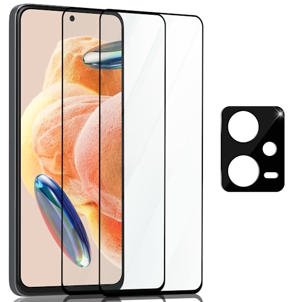 2-Pack Xiaomi Redmi Note 12 Skærmbeskyttelse & 1-Pack linsebeskyttelse - Hærdet Glas 9H - Super kvalitet 3D