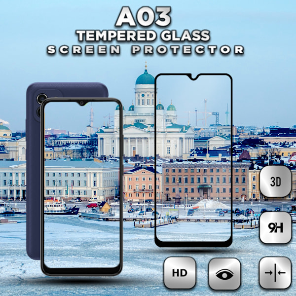 1-Pack SAMSUNG GALAXY A03 Näytönsuoja - Karkaistu Lasi 9H - Super laatu 3D
