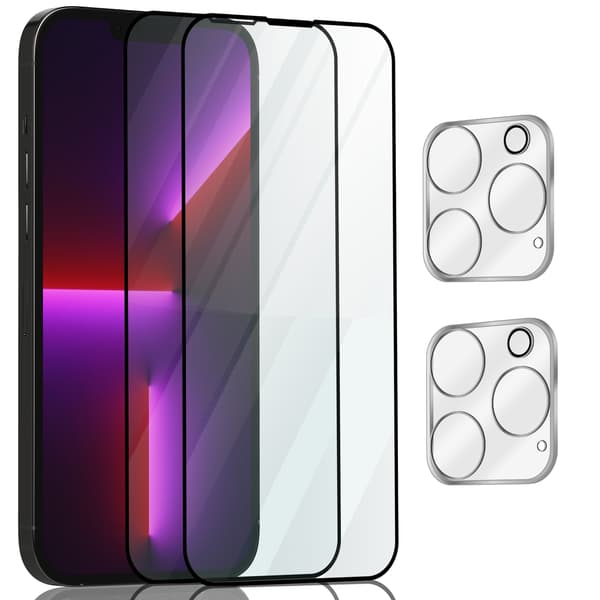 2-Pack Iphone 13 Pro Max Skærmbeskyttelse & 2-Pack linsebeskyttelse - Hærdet Glas 9H - Super kvalitet 3D
