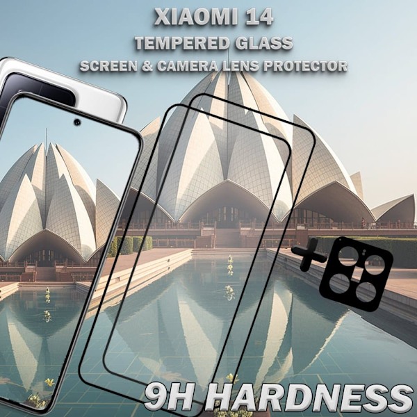 2-Pack XIAOMI 14 Skärmskydd & 1-Pack linsskydd - Härdat Glas 9H - Super kvalitet 3D
