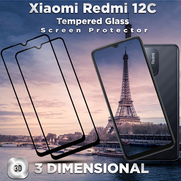 2-Pack Xiaomi Redmi 12C - Härdat Glas 9H - Super kvalitet 3D Skärmskydd