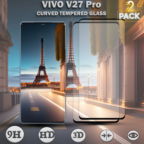 2-Pack VIVO V27 PRO Skærmbeskyttelse - Hærdet Glas 9H - Super kvalitet 3D
