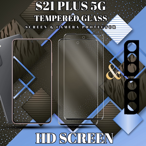 2-Pack SAMSUNG S21 PLUS Skærmbeskyttelse & 2-Pack linsebeskyttelse - Hærdet Glas 9H - Super kvalitet 3D