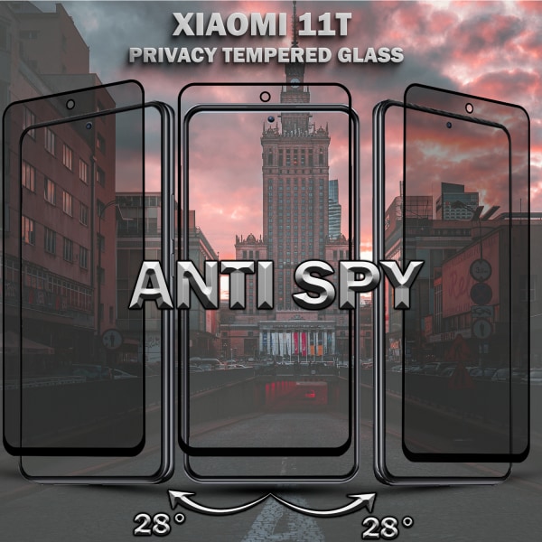 1-Pack Privacy XIAOMI 11T Skärmskydd & 1-Pack linsskydd - Härdat Glas 9H - Super kvalitet 3D